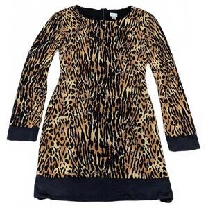 Cache Women's Size 2 Vintage Cheetah Tiger Print Sequined Long Sleeve Mini Dress